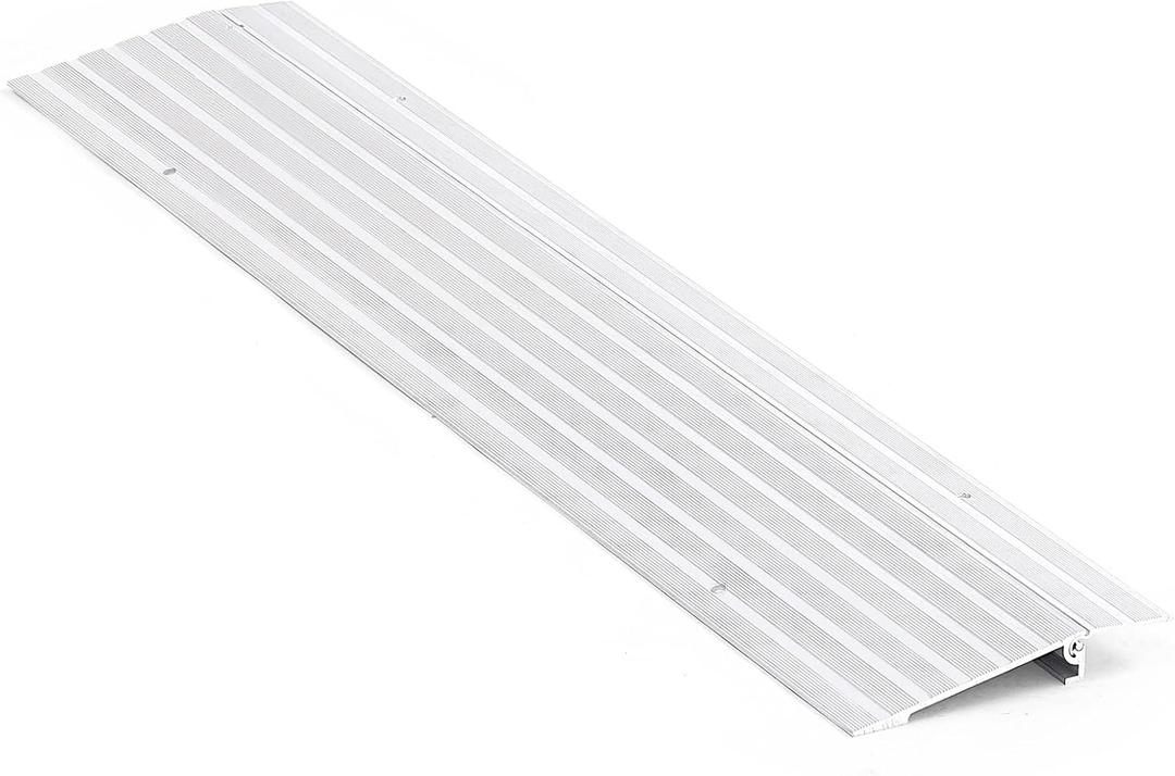 Door Threshold Ramp 1" Rise Door Ramp Aluminum Entry Ramp or Doorways Rated 800 lbs Load Capacity forWheelchair Scooters Power Chairs Walkers Metallic (1 Inch (Pack of 1))