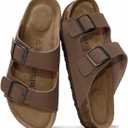 Project Cloud Genuine Leather Flat Sandals Women 2025 Beach Essentials Womens Sandals Memory Foam Vacation Essentials Slides for Women Footwear (Venita) (7, Tan)