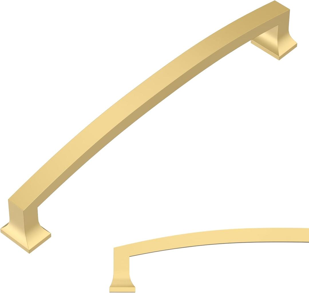 Amerdeco 10 Pack Brushed Gold Cabinet Pulls 10 Inch(254MM) Hole Center Gold Drawer Pulls Cabinet Hardware Kitchen Cabinet Handles for Bathroom Dresser Pulls ZH0009
