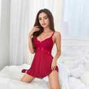 dream love Women's Lingerie Sexy Nightwear Spaghetti Strap Nightgown Babydoll Chemise S-XXL (S)