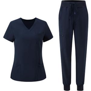 floralhue Scrubs for Women, V-Neck Scrubs Top & Cargo Pants with 10 Pockets (4X-Large)