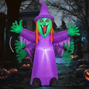 COMIN 8 FT Halloween Inflatables Shakable Witch Outdoor Decorations Blow Up Yard Scary with Built-in LEDs for Indoor Party Garden Lawn Decor