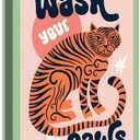 Framed Funny Bathroom Animal Wall Art Pictures Fun Toilet Canvas Prints Trendy Tiger Wash Your Paws Posters Funky Home Wall Decor 16x24in