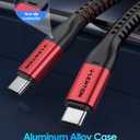 LENTION USB C to USB C Cable 3.3ft 60W, Type C 20V/3A Fast Charging Braided Cord Compatible with iPhone 15/15 Pro/15 Pro Max, 2023-2016 MacBook Pro, New iPad Pro/Mac Air/Surface, More (Red)