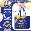 Jetec 45 Pack 2026 Graduation Gift Bags Bulk Small Congrats Bags with Handle and Bow Ribbon 5.5 x 4.7 x 2.5 Inch Grad Paper Treat Gifts Party Favor Supplies for College High School(Blue Gold)