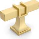 Amerdeco 10 Pack Brushed Gold Cabinet Knobs 1.46 Inch(37mm) Single Hole Cabinet Handles Rectangle Dresser Knobs Drawer Knobs and Pulls for Bathroom Cabinets ZH0067