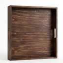 20 Inch Wooden Ottoman Tray with Handles Rustic Farmhouse