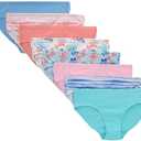 Hanes Girls' Organic Underwear, Brief & Hipster, Toddler & Girl Sizes, Pure Comfort Organic 100% Cotton Panties, 8-Pack Size 12