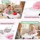 5-in-1 Convertible Baby Walker with Steering Wheel Music Activity Center – Infant Rocker, Jumper, Push Walker, Bouncer & Feeding Foldable Walker for Ages 6-18 Months Boys Girls (Pink)
