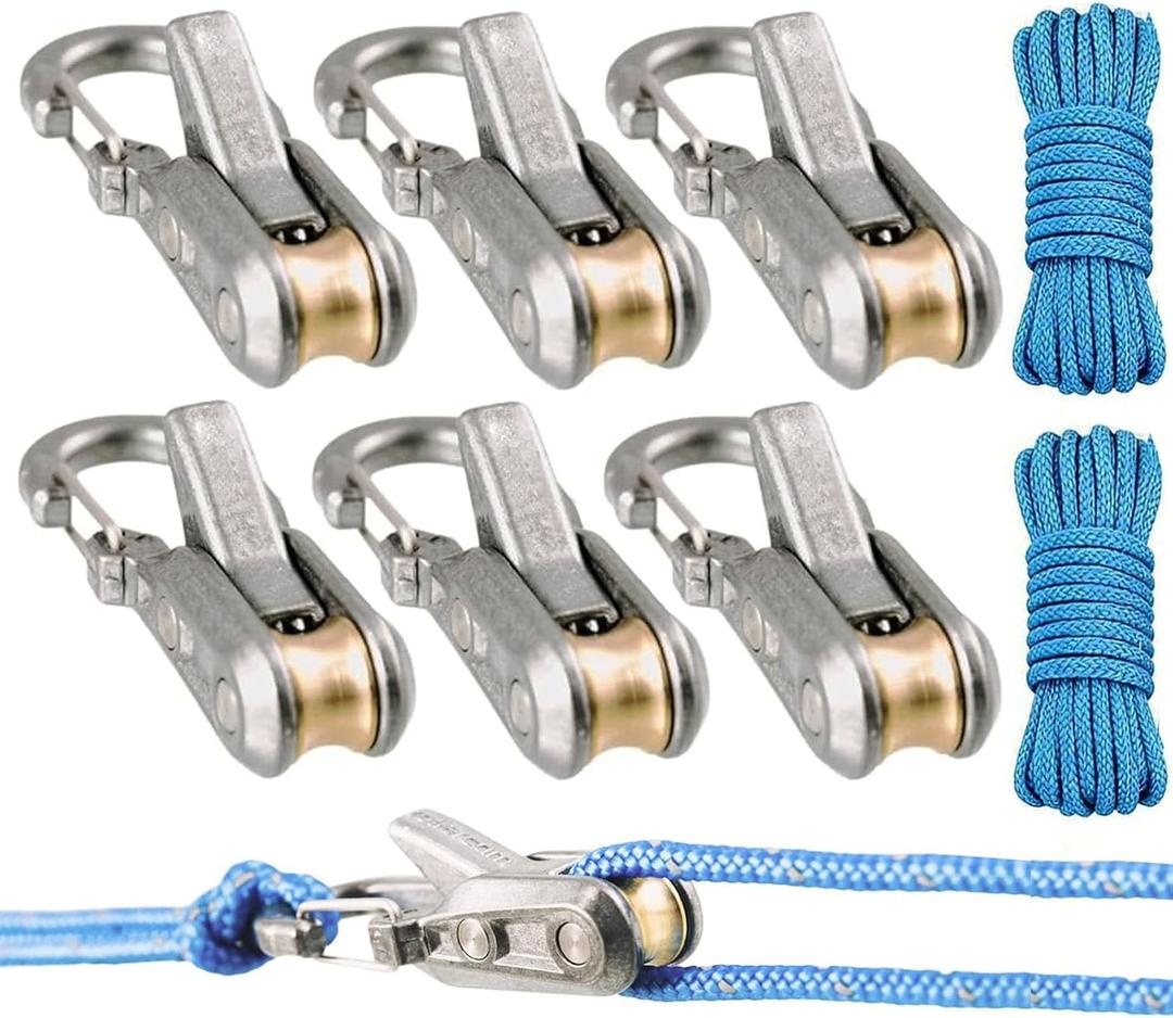 6-Pack Paracord Adjusters,ope Tightening Tool & Tensioner,Rope with Roller Tensioner Heavy-Duty Tie Down for Camping, Tarps, Guy Lines, Boating & Outdoor Gear