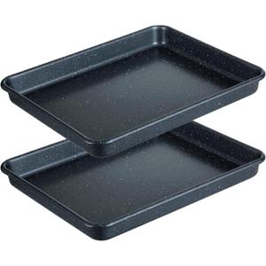 11 Inch Nonstick Baking Sheets Set of 2, Carbon Steel Cookie Sheets for Baking, Heavy Duty & Stackable Baking Pans for Oven, Non Toxic & Easy Clean, 11x9 Inch Baking Trays (Gray Marble)