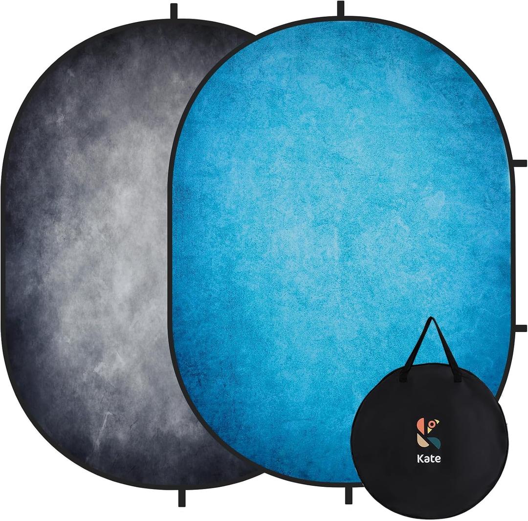 Kate Collapsible Backdrop Blue and Gray self Tape Auditions Backdrop 141, Blue/Gray