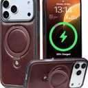 for iPhone 17 Pro Max Case Leather Top-Grain Handcrafted with Stand, Fits for MagSafe (Rustic Brown, iPhone 17 Pro Max)