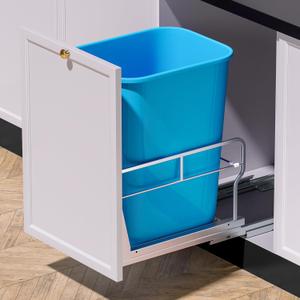 Insputer Pull Out Trash Can Under Cabinet with Soft-Close Slides, Heavy Duty Under Sink Trash Can Kit for Kitchen, Garbage Can Not Included, Requires Minimum Cabinets Opening 12" W X 18" D (Single)