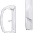 Sliding Glass Patio Door Handle Replacement Set Only Non-Keyed Pull Handles, Fits 3-15/16" Hole Spacing, 1-1/4" to 2" Thick Doors, Non-Handed, White