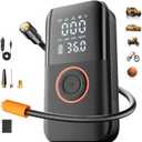 Air Pump for Car Tires, 150PSI Cordless Tire Pump, 12V DC & Battery Dual Power, Auto Shut-Off Air Compressor for Car, Motorcycle, Bike, Ball - LED Light & Digital Display, Car Gifts for Women Men (Black)