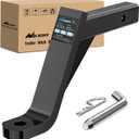 Nilight Trailer Hitch Ball Mount with 5/8" Hitch Pin Clip Fits 2 Inch Receiver Square 7500 lbs 10" Drop 9 Rise 1 Hole Gloss Black Powder Coat