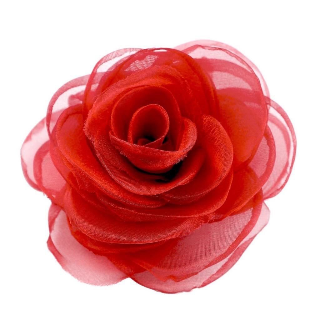 Women's Lovely Flower Hair Clip Rose Brooches | Light Orange Floral Pin for Hats and Accessories Red