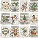 VitalCozy 12 Pcs Christmas Kitchen Towels and Dishcloths Absorbent Stripe Christmas Tree Reindeer Santa Claus Gingerbread Hand Dish Towels Decoration for Xmas Home Gift Supplies, 14.2 x 21.3 Inch