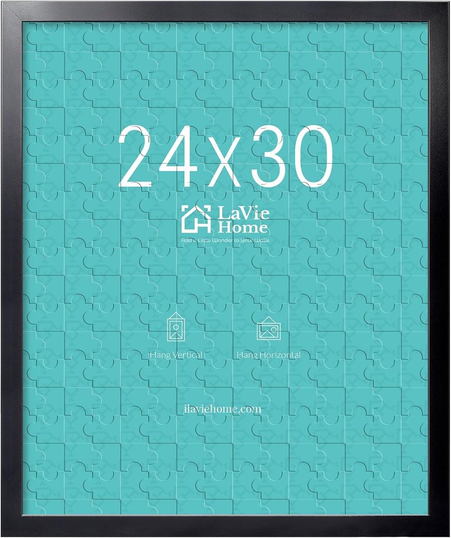 LaVie Home 24x30 Picture Frame Black, Puzzles Frame for Wall Decoration, Classic Black Minimalist Style Suitable for Decorating Houses, Offices, Hotels, Puzzles Posters Photos or Artwork1 Pack