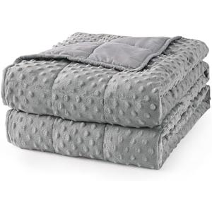 Mr. Sandman Weighted Blanket for Adults Queen, Minky Dots Heavy Blanket for Woman,Man Sleeping/Calm, Soft, Cozy and Cooling Weighted Throw Blankets, Machine Washable, 60 x 80in, 15 Pounds, Grey