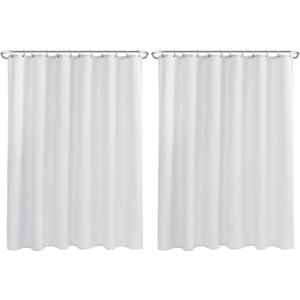 Nasitos Fabric Shower Curtain Liners 2 Pack - W72 x H72 - Washable & Water Resistant Lightweight Cloth Shower Liners for Bathroom, Soft Hotel Quality, Standard Size (White, 4 Magnets Included)