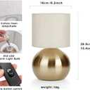 Modern Small Table Lamp Set of 2, Minimalist Nightstand Bedside Lamps with One-Button Inline Switch, 10.4 Inch Desk Light for Bedroom, Living Room,Including Light BulbGolden