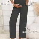 Huukeay Women's Cotton Linen Blend Maternity Pants, High Waisted Lounge Pregnancy Pants Over The Belly Trousers with Pockets (Black, S)