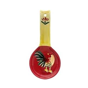 ACK Tuscany Modern Burnt Orange Rooster Hand Painted Ceramic Spoon Rest, 85025