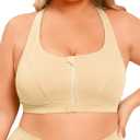Womens Sports Bra Bikini Top for Large Bust Push Up Swim Tops Bathing Suit Bra Swimsuit Top (Small, Nude)