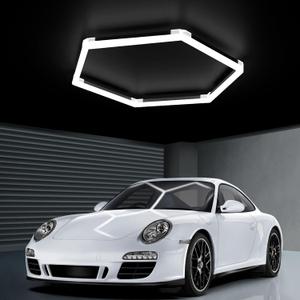 Garage Hexagon Lights, 42W 6500K Higher Brightness Hex Garage Lights, Plug and Play, Lightweight DIY Assembly Hexagonal Light for Car Detailing Auto Beauty Shop Decor