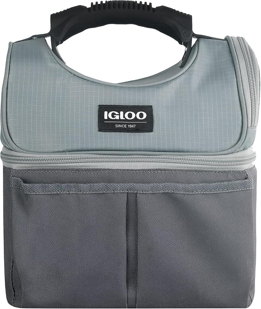 Igloo Gripper Soft Sided Cooler Bag | Insulated Dual Compartment Lunch Cooler, 9 Can