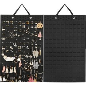 Hanging Earrings Organizer & Holder - 20 Hooks, Holds Up To 300 Pairs, Compact Design, Soft Material, Earring Hanger & Display for Women & Girls - 1 Pack (22.5*13.6 inches, Black)