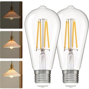 ALAMPEVER 3 Way Light Bulbs 2 Pack, 30/70/100W Equivalent, Bright ST19 LED Light Bulb, 2700K Soft White, 300/800/1200LM, 3/5/8W, E26 Base, Non-Dimmable, Ideal for Living Room, Bedroom, Home Office