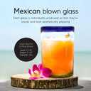 Cobalt Blue Rim 14 oz Drinking Glasses (set of 6), Recycled Glass, Lead-free, Toxin-Free (Drinking)