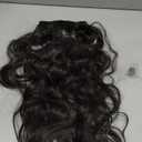 20 Inches Hair Extensions Clip ins, 4Pcs Clip in Hair Extensions, Synthetic Curly Hair Extension Clip in Human Hair (Color: Black with a Hint of Brown Gloss)