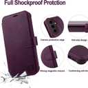 VANAVAGY Wallet Case for Galaxy S24 with RFID Blocking Card Holder, [Screen Protector & Camera Lens Protector] PU Leather Flip Case with Wrist Strap for Wireless Charging, Purple