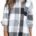 QIXING Womens Corduroy Button Down Shirt Casual Oversized Long Sleeve Blouses Tops (XXL)