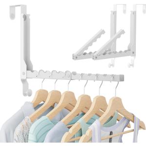 Over the Door Hooks, Extended Over the Door Clothes Hanger with 11 Ridges,Space-Saving Over the Door Rack,Door Hooks for Hanging Clothes,Larger Capacity Over the Door Hanger (2, White(Update))