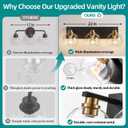 Bathroom Light Fixtures, 3-Light 22 Inch Black and Gold Bathroom Vanity Light, Modern Wall Sconces with Clear Glass Globe Shades, Vanity Lighting Fixtures Over Mirror, E26 Socket (Bulbs Not Included)