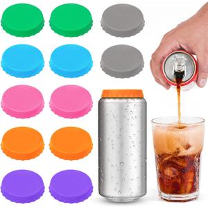 Silicone Soda Can Cover Lids, 12 Pack Reusable Soda Can Lids Beer Can Covers Pop Can Covers, BPA Free Silicone Can Cover, Stopper and Protector for Beer, Beverage, Juice, Fits Standard Cans (Mixed Color)