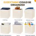 Criusia Large Storage Cubes, 13 Inch Cube Storage Bins for Shelves Closet Nursery Bedroom - 10 Pack Collapsible Storage Baskets with Handles - Fabric Bins for Organizing Clothes Blanket Toys (Beige)