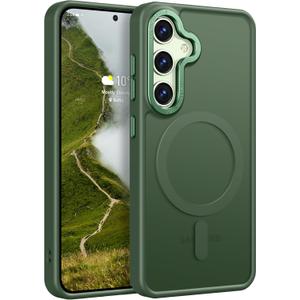 Rayboen for Samsung Galaxy S24 Plus Case Magnetic, [Compatible with Magsafe] Protective Slim Fit Skin Feel Phone Cover for Samsung S24+ Plus with Translucent Hard Back & Soft Edge, Matte Green