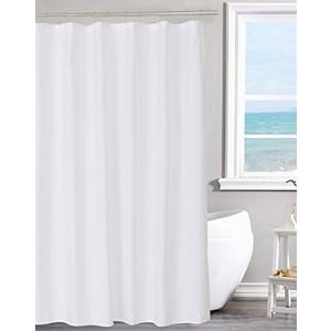 N&Y HOME Fabric Shower Curtain Liner Solid White with Magnets, Hotel Quality, Machine Washable, 70 x 72 inches for Bathroom