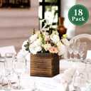 Dandat 18 Set Wood Cube Planter Box Square Wood Vase Rustic Cube Planter Box with Removable Plastic Liner Floral Foam Blocks for Centerpieces Home Wedding Garden Decor, Country Style (Brown)