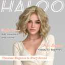 Haloo Blonde Bob Wig for Women Lace Front Hairline Short Soft Wavy Curly Natural Looking Middle Part Synthetic Hair Wigs for Daily Party, 11 Inch Dirty Blonde