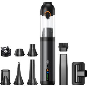 Car Vacuum Portable Cordless,18000Pa 4in1 Portable Handheld Cleaner Vacuum &Air Duster 2 Suction Modes Power Blowing&Inflating, Brushless Motor Vacuum with Multi Nozzles for Car,Keyboards, Office,Pet