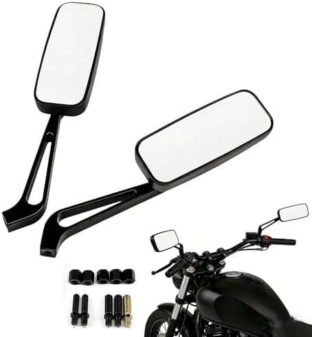 Motorcycle Rearview Mirror Aluminum Alloy Mirror Universal 8MM 10MM For Street Glide Road King Softail Sportster Iron 883 XL1200 Chopper Softail Boulevard M109R XSR700 XSR155 XSR400 (White)