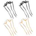 4Pcs Pearl U Shaped Hair Pins, Bridal Hair Side Comb Fashion Elegant for Wedding Brides Bridal Bridesmaids Women Party Daily