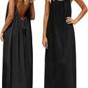 Backless Cami Dress Backless Dress House Dress for Women Sleeveless Long Cami Lounge Dress Backless for Indoor Summer Wear (Black, XL)